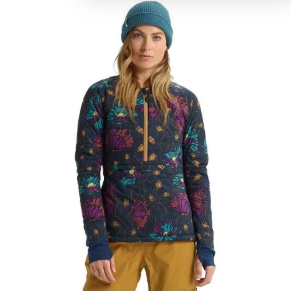 Burton Navy Floral Half-Zip Pullover with Teal, Purple & Gold Accents
